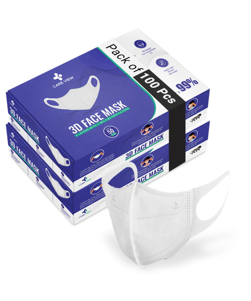 Careview 3 Dimensional(3D) Face Mask with Fabric Ear loop Box