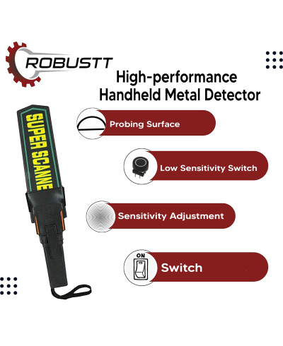 Robustt High Sensitivity Hand Held Metal Detector