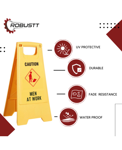 Robustt Caution Men At Work Sign Board 62 X 30 cm