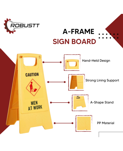 Robustt Caution Men At Work Sign Board 62 X 30 cm