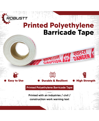 Robustt Caution / Danger / Men at work Barricading Tape 3 Inches x 130 Mtr