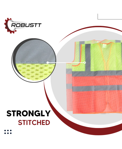 Robustt V Neck Dual Color Reflective Safety Jacket 