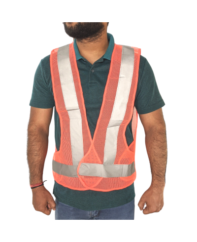 Robustt Orange Harness Reflective Safety Jacket