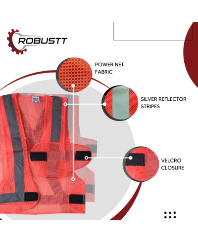 Robustt Orange Harness Reflective Safety Jacket