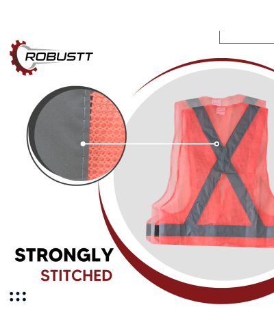 Robustt Orange Harness Reflective Safety Jacket