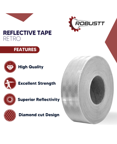 Robustt Diamond Cut Design Reflective Safety Tape 50mm x 42 Mtr